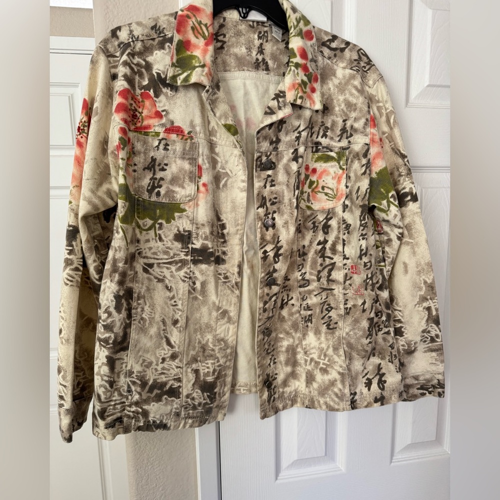 Chico's Multicolor Artistic Jean Jacket